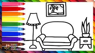 Draw And Color A Living Room ️️🪴 Drawings For Kids