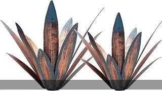 Jesokiibo 2pcs Tequila Rustic Sculpture DIY Metal Agave Plant Home Decor Rustic Hand Painted Metal