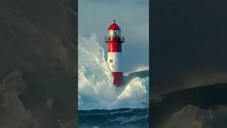 What Happens When a Lighthouse Faces Huge Waves?  #scaryocean #lighthouse  #dangerouswaves