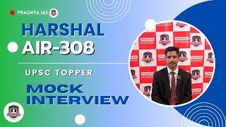 Harshal Bhagwan UPSC Topper | UPSC Mock Interview | AIR-308 - Pragnya IAS @pragnyaias #ias #upsc