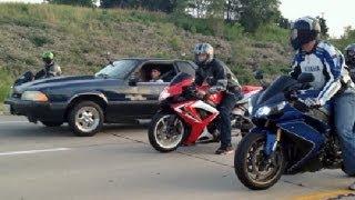 BEATER BOMB 5.3L 500hp Fox vs R1 vs ZX10R vs GSXR600 & More
