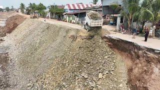 Great Project Canal Restoration Amazing 5Ton Truck Dumping Stone For Canal Slop Building After Flood