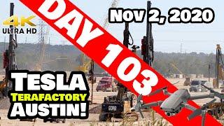 Tesla Gigafactory Austin 4K  Day 103 - 11/2/20 - Tesla Terafactory TX - New Drone - More PROGRESS!