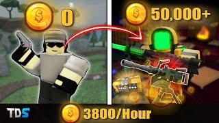 FASTEST Way to GRIND COINS in TDS (Get GATLING Gun Easy) Roblox