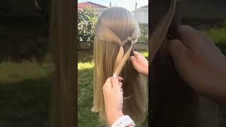 2 elastics + 4 hair strands = beautiful heart shaped hair # #hair #easyhairstyle #hearthairstyle