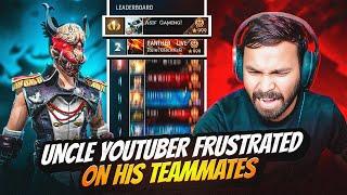 Uncle YouTuber LOSES a Game & Goes MAD  ABUSES His Team In Frustration On LIVE  Garena - Free Fire