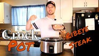 How to make Ribeye Steak in a crock pot slow cooker Easy Recipe!