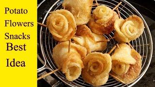 Super Crispy Fried Potato Flowers // Fall in LOVE quick snacks recipe