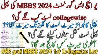 UHS GOVT MBBS 2024 1ST COLLEGEWISE MERIT LIST | EXPECTED CLOSING MERIT AND RANK | TOTAL SEATS