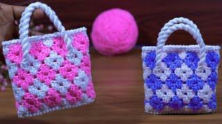 Crochet small bag tutorial #Woolen crochet bag making #Easiest crochet for beginners #easy