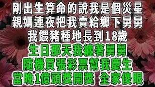 剛出生算命的說我是個災星，親媽連夜把我賣給鄉下舅舅，我餵豬種地長到18歲，生日那天我纏著舅舅隨機買張彩票幫我輕聲，當晚1億頭獎開獎全家傻眼#荷上清風 #爽文