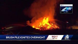 Brush fire in Spartanburg County burns pile of Helene debris, chief says