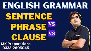 What is Sentence Phrase & Clause in English Grammar | Sentence vs Phrase Vs Clause & Their Types