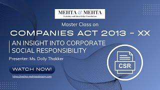 Companies Act 2013 - XX: An Insight Into Corporate Social Responsibility