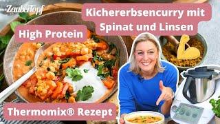  Schnelles Linsencurry mit Spinat & Kichererbsen - in nur 25 Min.  | Thermomix® Rezept