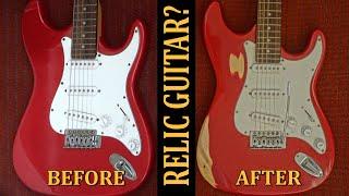 Relic guitar DIY. John Frusciante's Strat. Poly finish. 50 dollars cost.