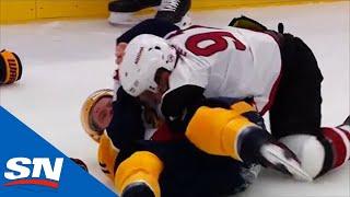 Taylor Hall Plows Through Ryan Ellis Then Throws Him Down To The Ice Again