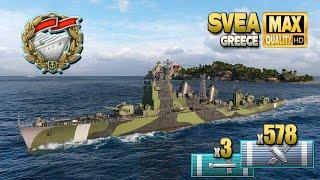 Cruiser Svea: Last hope on map Greece - World of Warships