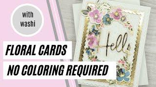 Make your own beautiful floral cards with foil accents using Washi Tape