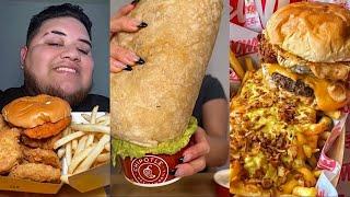 tiktok mukbang compilation 47 | buruger and cheesy fries, chipotle and more