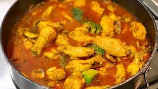 One pot delicious chicken wing stew recipe at home for dinner. Super Easy with mushroom and broccoli