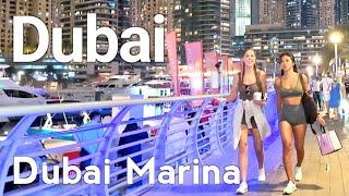 Dubai [4K] Dubai Marina Night Walking Tour 