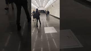 Okruzhnaya station, Moscow Metro, Light green Line - interior view, arrival of the train Fragment 15