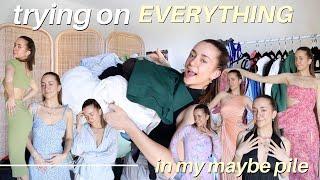 TRYING ON EVERYTHING IN MY MAYBE PILE || Closet Clean Out, Organisation & Declutter Part 2