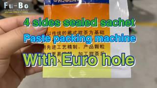 4 sides sealed sachet paste packing machine with euro hole