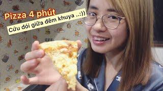 Làm nhẹ cái pizza 4 phút nhanh gọn lẹ cứu đói giữa đêm khuya ..:((