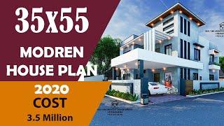 35 x 55 feet house plan 3d | 210 sq yard 6 bhk latest home design | north facing -Plan#110