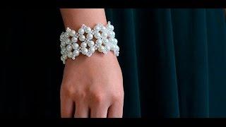 PandaHall Video Tutorial on How to Make a Wide White Pearl Bead Stitch Bracelet