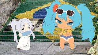 Frieren and Brazilian Miku vibing