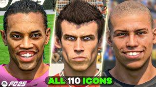 FC 25 ALL 110 ICONS - Player Faces (Bale, Ronaldo, Ronaldinho, Zidane, etc.)