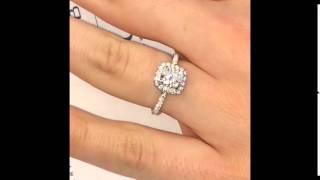 1 Carat Cushion Cut Diamond Halo Engagement Ring