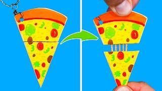 How to make keychain pizza from paper. Fidget toys