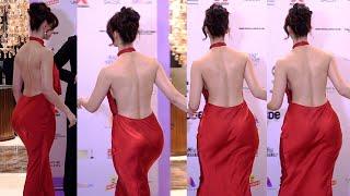 Uff Her Back  Disha Patani Flaunts Her Hot Back In Red Satin Backless Outfit With Karan Johar