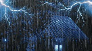 Fast Sleep Solution with Heavy Rain & Thunder Sounds on Cozy Tin Roof at Night