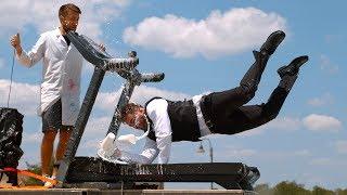 Falling on a Moving Treadmill in Slow Mo - The Slow Mo Guys