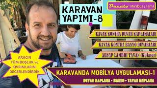 KARAVAN YAPIMI - 8 | KAVAK KONTRAPLAK ile DUVAR  KAPLAMA ve LAMBİRİ TAVAN #vanbuild  #vantravel #how