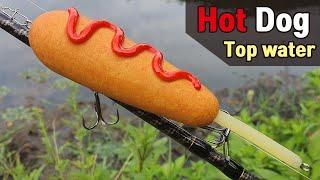 Fabrication de leurre ~Hot Dog Top Water Bait [bass lure] Handmade Hot Dog Style Stick Bait