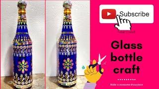 Easy glass bottle art design ideas tutorial।Easy beer bottle art decoration craft। Bongo shilpo।