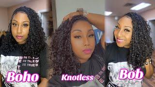 Trendy BOHO knotless BOB ️ on myself / Tricks and techniques| ft. YWIGS 100% Human Hair