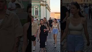 City walking, travel walk, street walk, city tour,  St. Petersburg, beautiful Russian girls