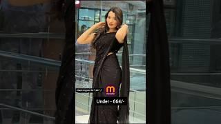 Black Shimmer Saree #saree #meesho #meeshosaree #meeshofinds #meeshohaul #blacksaree #yt  #shorts