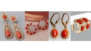 latest gold coral earrings designs with weight