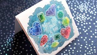 Watercolored Gems Card