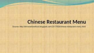 Chinese Restaurant Menus