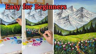 How to Paint a Beautiful Mountain Meadow | Step-by-Step Acrylic Landscape Tutorial