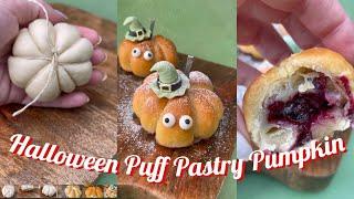 halloween pastry - blueberry pumpkin puff pastry - foodiebeats tiktok viral video - diy short video